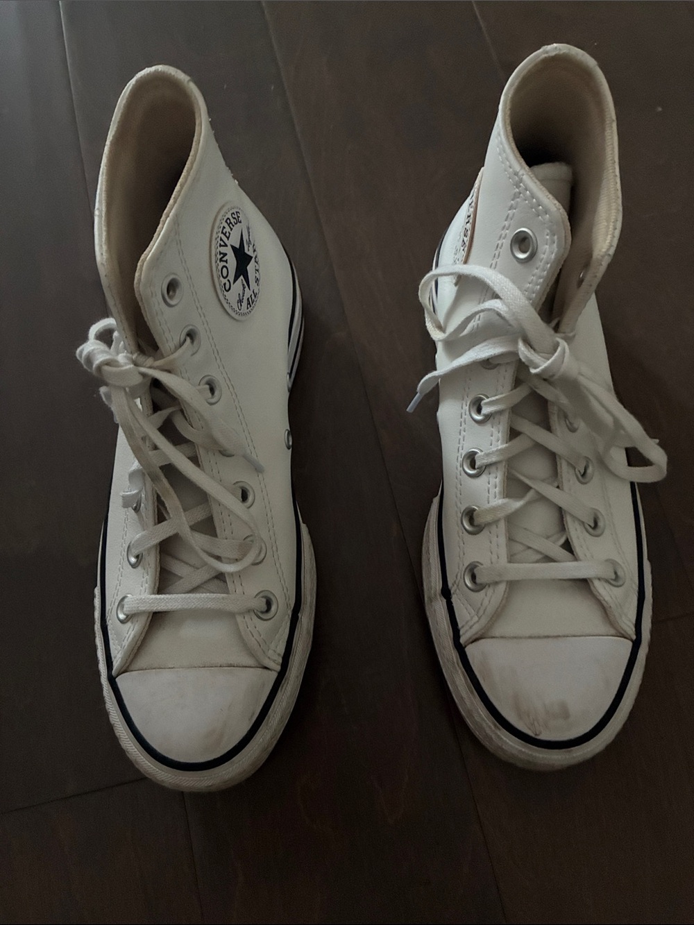 Converse White High-Top Canvas Sneakers with Black Trim